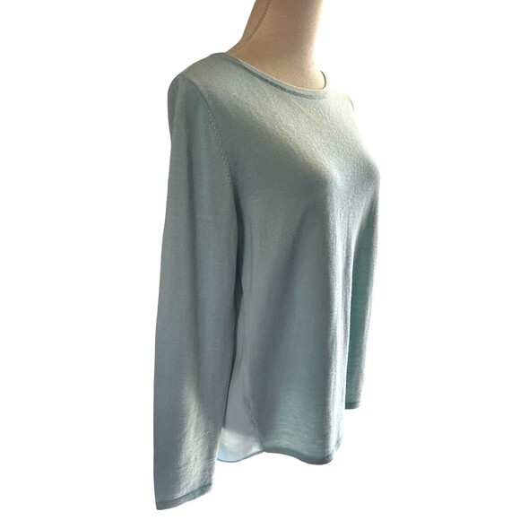 Ann Taylor Sweater Blue Merino Wool Knit Button Back Blouse Long Sleeve… - Picture 4 of 9
